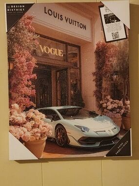 Louis Vuitton Print with White and Gold Sports Car